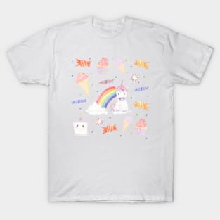 Kawaii Unicorn + Rainbow + Candy T-Shirt